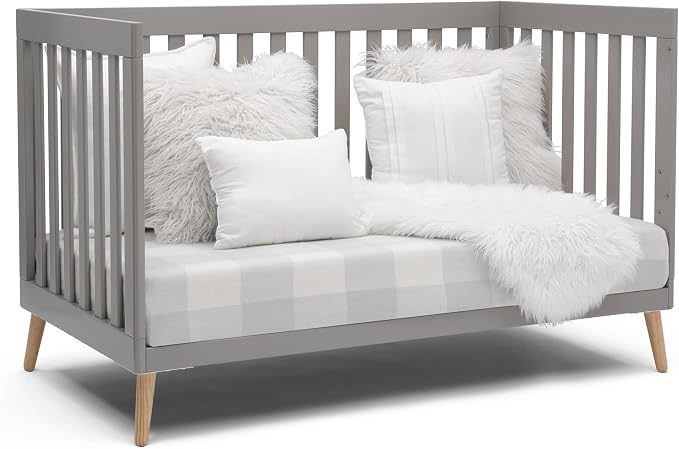 Delta Children Essex 4-in-1 Baby Crib & Mattress, Grey/Natural