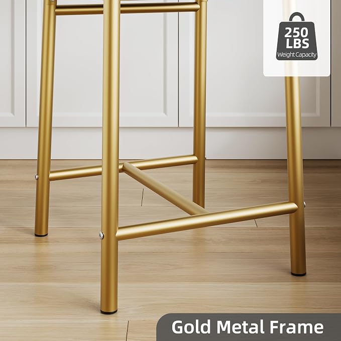 Garvee 26'' Bar Stools Set of 2, Counter Stools with Back & Thick Cushion