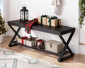 LVB Black Entryway Bench with Storage, Indoor Shoe Bench with Seating 39 in