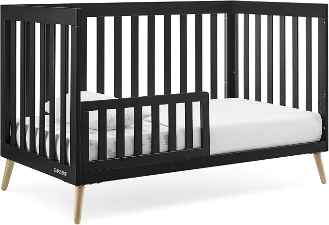 Delta Children Essex 4-in-1 Convertible Baby Crib, Ebony with Natural Legs