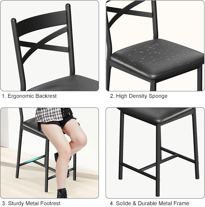 Garvee 26'' Bar Stools Set of 4, Counter Stools with Back & Thick Cushion
