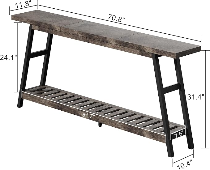 ChooChoo 70.9 Inch Long Console Tables for Entryway, Hallway Table, 2-Tier