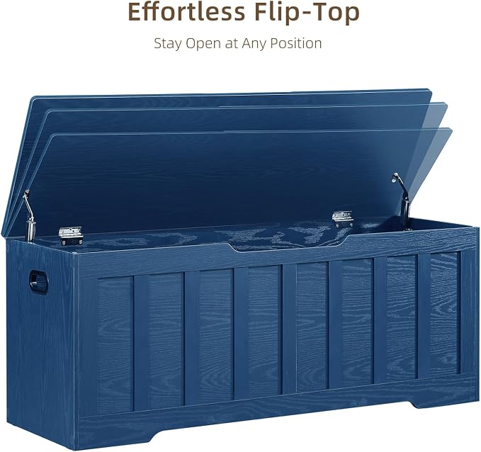 VANKILEY 47.2" Storage Chest Extra Large, Wooden Storage Bench(Blue)