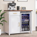GDLF Coffee Bar Cabinet with Fridge Space, Mini Fridge Stand,White
