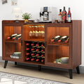 Wine Bar Cabinet with LED Light, Home Coffee Cabinet w/ Wine & Glass Holder