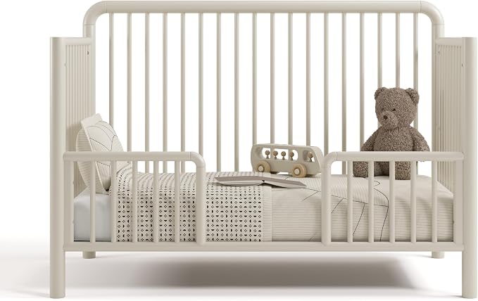 Storkcraft Porto 5-in-1 Convertible Crib and Toddler Guardrail, Frosted Oat