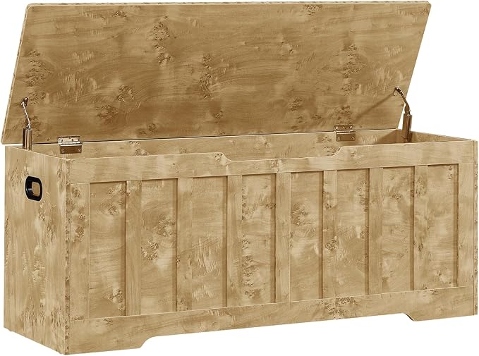 VANKILEY 47.2" Storage Chest Extra Large, Wooden Storage Bench(Rustic Glod)