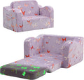 MeMoreCool Kids Couch, Glow Dark Butterfly Fold Out Sofa, Girls, Lavender