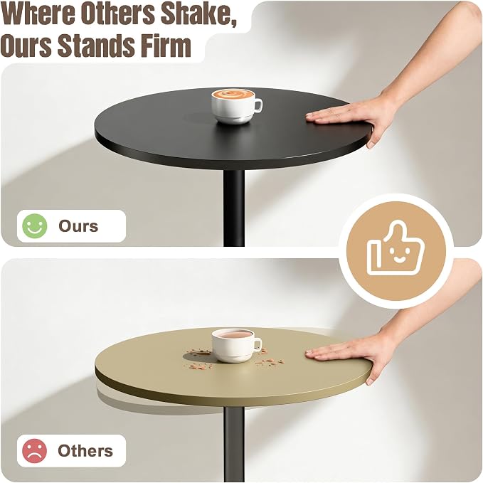 Furmax Bistro Pub Table Round Bar Height Cocktail Table for Home Bar, Round Bar Tables for Party, Dining Room, Living Room and Wedding, Metal Base MDF Top, 40.6 Inch Height (1, Dark Black-1)