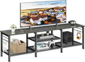 Furologee 63 Inch TV Stand, Entertainment Center with Shelves, Black Oak