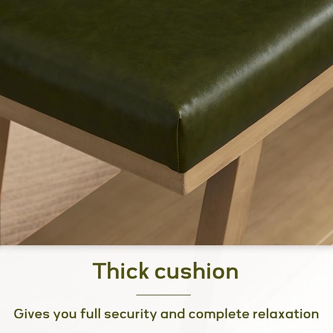 45" Entryway Bench Upholstered Storage Bench for Bedroom(PU-Green)