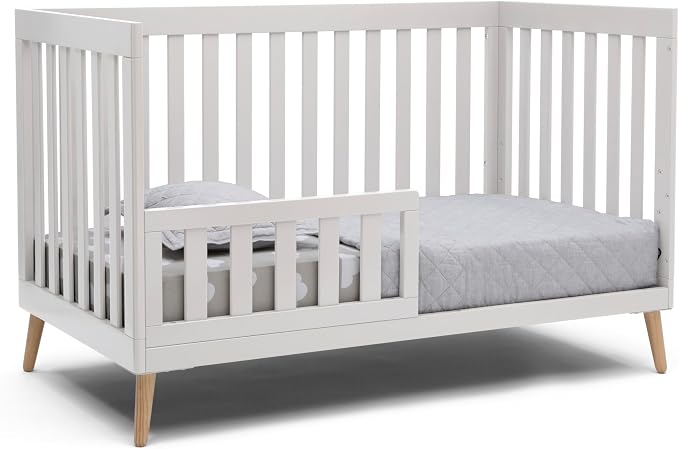 Delta Children Essex 4-in-1 Baby Crib & Mattress, Bianca White/Natural