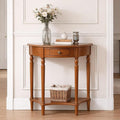Half Moon Console Table Solid Wood Vintage Entryway Table with Storage Drawer Small Hallway Table for Entryway Half Round Foyer Tables Walnut Entry Way Tables For Entrance (Cherry, W-39.4")
