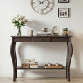 ChooChoo 47 Inch Narrow Console Table with Drawer, Chic Accent Sofa Entryway Table with Shelves for Entryway, Living Room, Hallway, Espresso