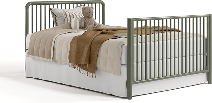 Storkcraft Porto 5-in-1 Convertible Crib with Toddler Guardrail, Olive