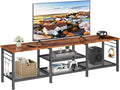 Furologee 63 Inch TV Stand, Entertainment Center with Shelves, Rustic Brown