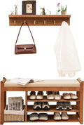 PETKABOO Hall Tree with Bench and Shoe Storage, Coat Rack Shoe Bench Set with Seat Cushion and 6 Hooks for Entryway, Hallway, Living Room and Bedroom