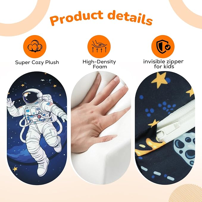 MeMoreCool Kids Couch, 2-in-1 Fold Out Sofa Armchair, Astronaut Print, Foam
