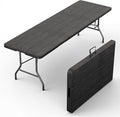 2 PACK of 8 Feet Foldable Table with Built in Handle & Steel Legs | 8 FT Heavy Duty Portable | Perfect for Party, Dining, Wedding, Events, Picnic Indoor, Outdoor, Camping, Temporary - 8 Foot