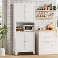 Bevivog 69" Tall Pantry Cabinet, Metal Kitchen Storage Cabinet with 4 Doors and 5 Shelves, Freestanding Metal Pantries Cupboard with Microwave Shelf for Kitchen,Dining Room,Bathroom,Laundry