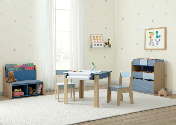 Delta Children - GapKids Table and 2 Chair Set with Paper Roll Holder - Greenguard Gold Certified, Indigo Blue