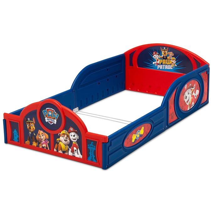 Delta Children - PAW Patrol 4-Piece Toddler Room-in-a-Box Set – Includes Sleep and Play Toddler Bed, Table, 1 Chair and Toy Box, Blue
