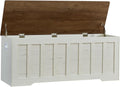 VANKILEY 47.2" Storage Chest Extra Large, Storage Bench.(White+Brown)