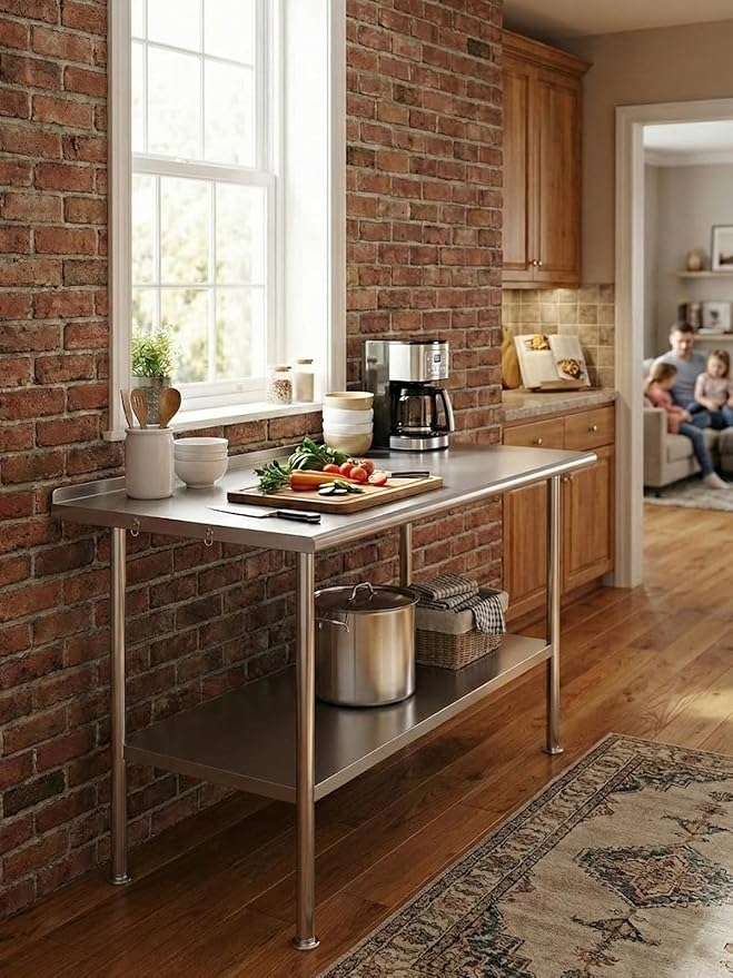 Atelicf NSF Stainless Steel Prep Table 30X60 inch with Backsplash