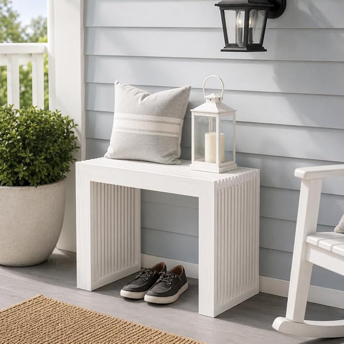 APRTAT Bamboo Dining Bench 17 Inch Indoor Wooden Shoe Benches for Entryway