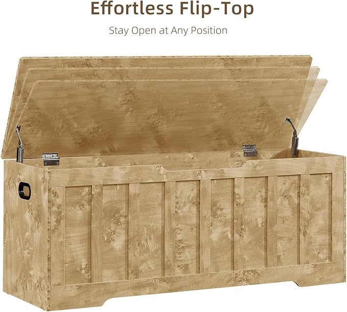 VANKILEY 47.2" Storage Chest Extra Large, Wooden Storage Bench(Rustic Glod)