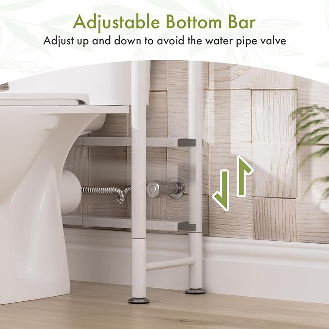 AmazerBath Bamboo Over The Toilet Storage Shelf, 3-Tier Bathroom Over Toilet Organizer Rack, Over Toilet Shelf, Space Saver, White