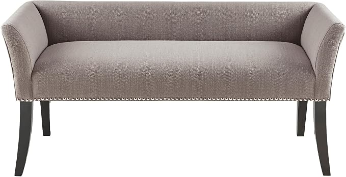 Madison Park Accent Bench, Upholstered with Nailhead Trim, & Padded Seat Entryway Bench Small, End of Bed Bench with Back, 49.5" W x 19.25" D x 23" H, Grey