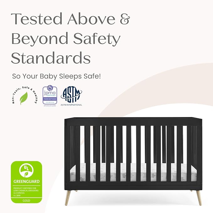 Delta Children Essex 4-in-1 Baby Crib & Mattress, Ebony/Natural