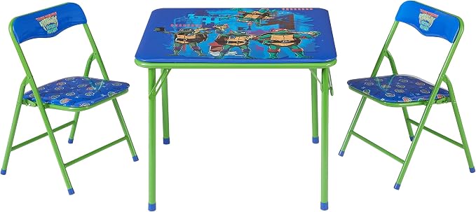 Teenage Mutant Ninja Turtles 3 Piece Children's Activity Square Table and 2 Folding Chairs Set, Ages 3+