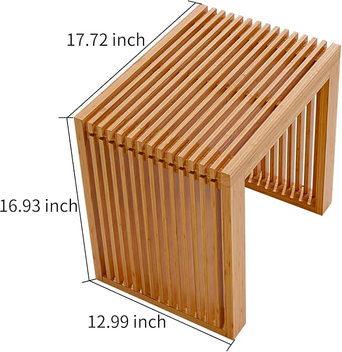 APRTAT Bamboo Dining Bench 17 Inch Indoor Wooden Shoe Benches for Entryway