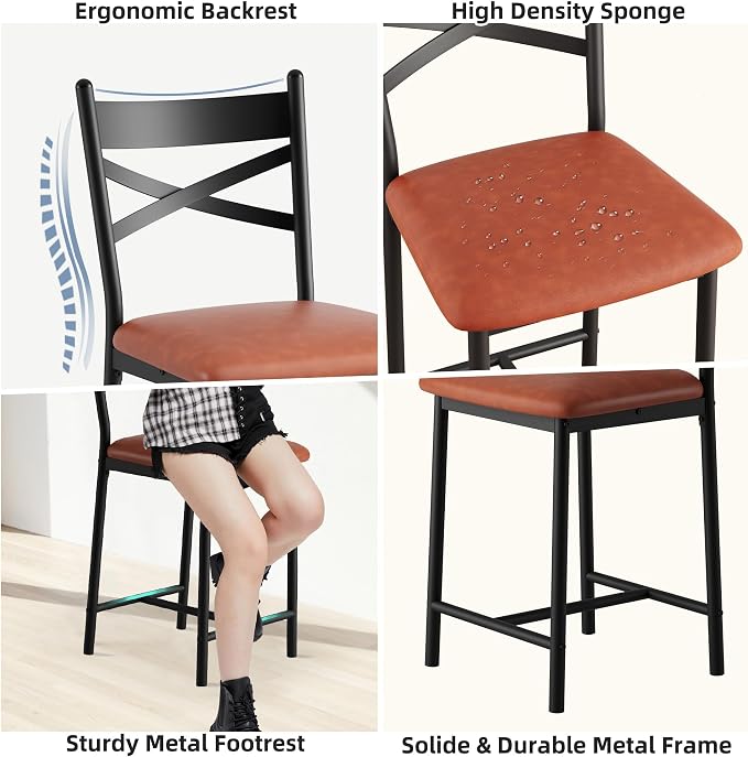 Garvee 26'' Bar Stools Set of 4, Counter Stools with Back & Thick Cushion