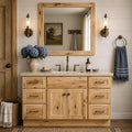 Riley & Higgs Hickory 60" Single Sink Vanity, Natural Finish | 60-inch single-sink base cabinet in a natural Hickory finish for a rustic country look