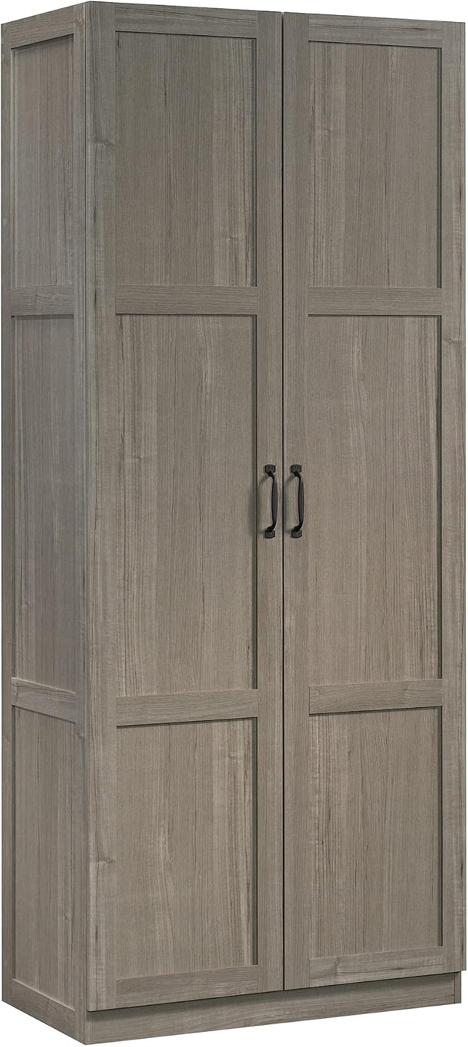 Sauder Select 71" Storage Cabinet, Pantry Cabinet Kitchen Storage with Adjustable Shelves, Bathroom Storage Cabinet, in Silver Sycamore