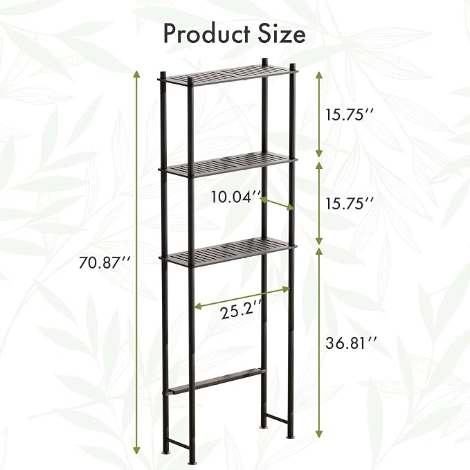 AmazerBath Bamboo Over The Toilet Storage Shelf, 3-Tier Over Toilet Bathroom Organizer Rack, Bathroom Shelves Over Toilet, Space Saver, Espresso