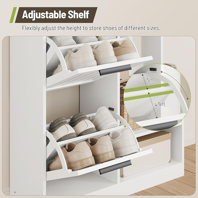 Hall Tree with 2 Flip-Down Shoe Cabinet for Entryway