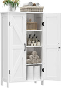Homleke 43.3" H Farmhouse Bathroom Storage Cabinet with Adjustable Shelves | Freestanding Storage Cabinet with Barn Doors for Bathroom, Kitchen, Living Room, Dining Room & Entryway, White
