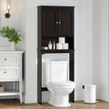 Spirich Over Toilet Storage Cabinet with Doors, Espresso Bathroom Organizer | FSC-Certified MDF, Raised Panel Doors, Adjustable & Open Shelves, Anti-Tip Mount, Fits Behind & Above Standard Toilets