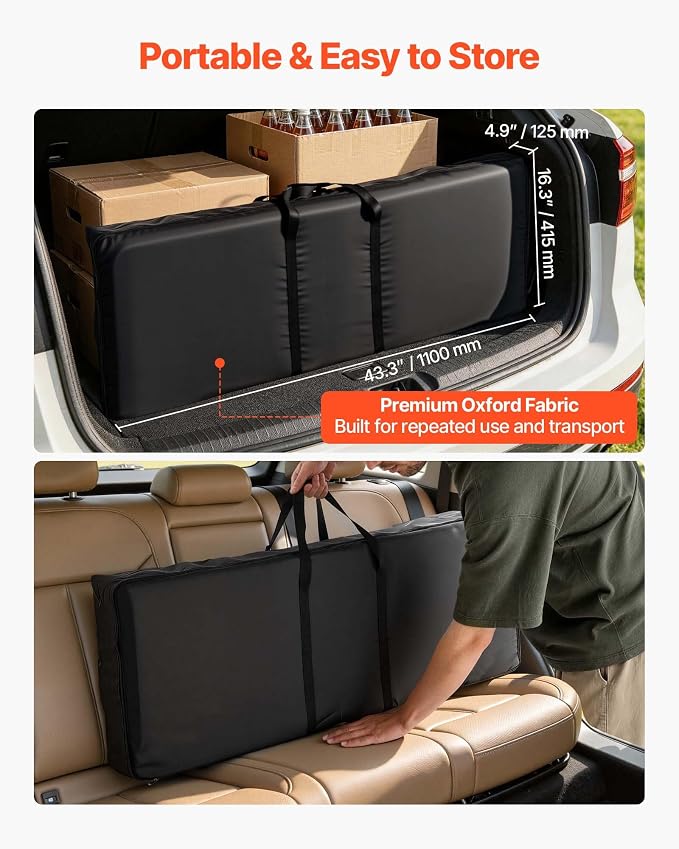 VEVOR Folding Portable Bar Table, 43.3 x 15.4 x 34.6 in, with Carry Bag, Storage Shelf, and Detachable Skirt, Quick and Easy Setup, Foldable Mobile Bartending Station for Events, Party, Tradeshow