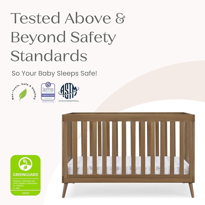 Delta Children Essex 4-in-1 Baby Crib & Mattress, Chestnut