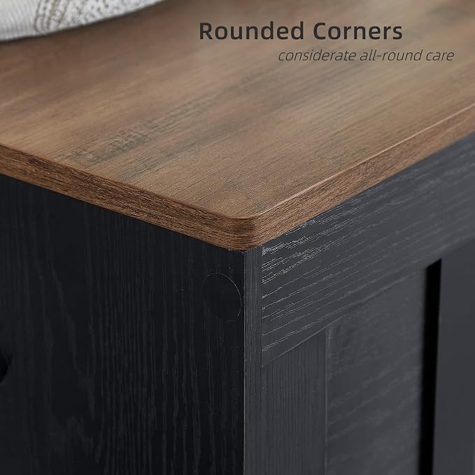 VANKILEY 47.2" Storage Chest Extra Large, Storage Bench.(Black+Brown)
