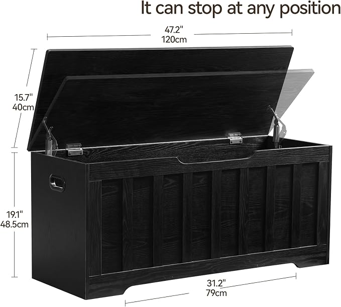 VANKILEY 43.3" Storage Chest Extra Large, Storage Bench.(Black)