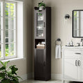 71'' Tall Bathroom Cabinet, Narrow Slim Storage Cabinet, Freestanding Fluted Floor Linen Tower for Small Space Bathroom Oragnizer for Living Room Kitchen (Espresso)