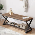 LVB Entryway Bench, Indoor Shoe Bench with Storage & Seating Rustic Oak 47"