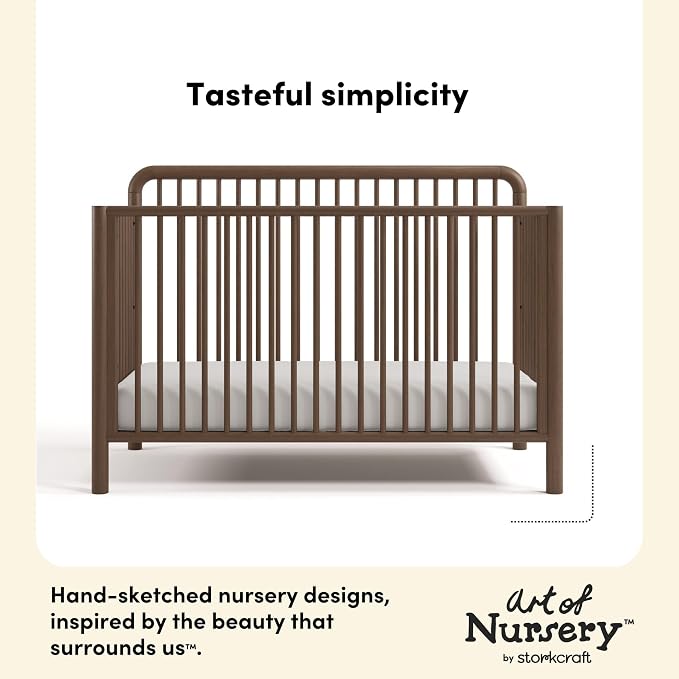 Storkcraft Porto 5-in-1 Convertible Crib with Toddler Guardrail, Hazelnut