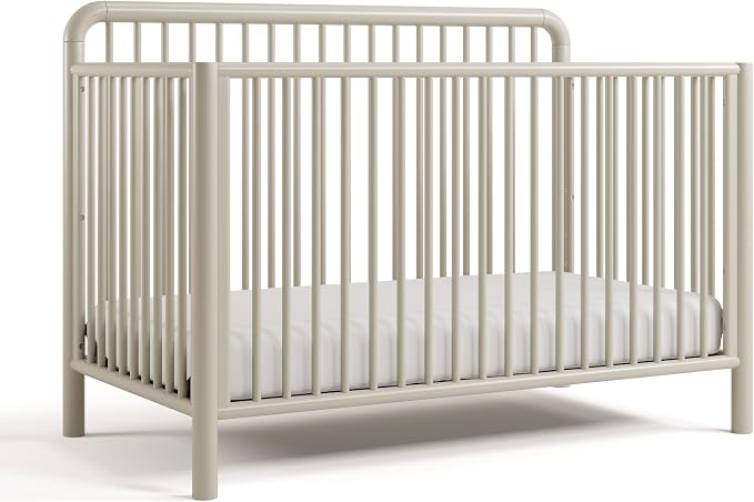 Storkcraft Porto 5-in-1 Convertible Crib and Toddler Guardrail, Frosted Oat